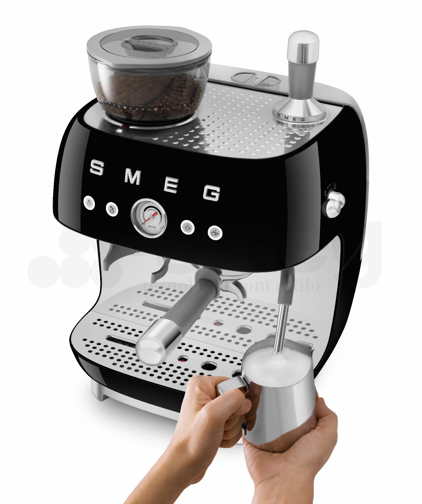 SMEG コーヒーメーカー/50's Style Coffee machine Máquina de Café Espresso Manual Anni‑50 Preto com Moedor 220V