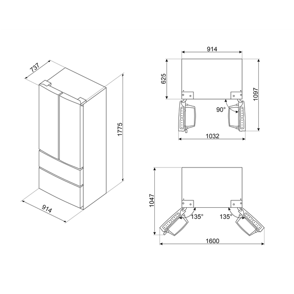Refrigerador Smeg 2 Portas Inox, Linha Universal, 636L, 127V