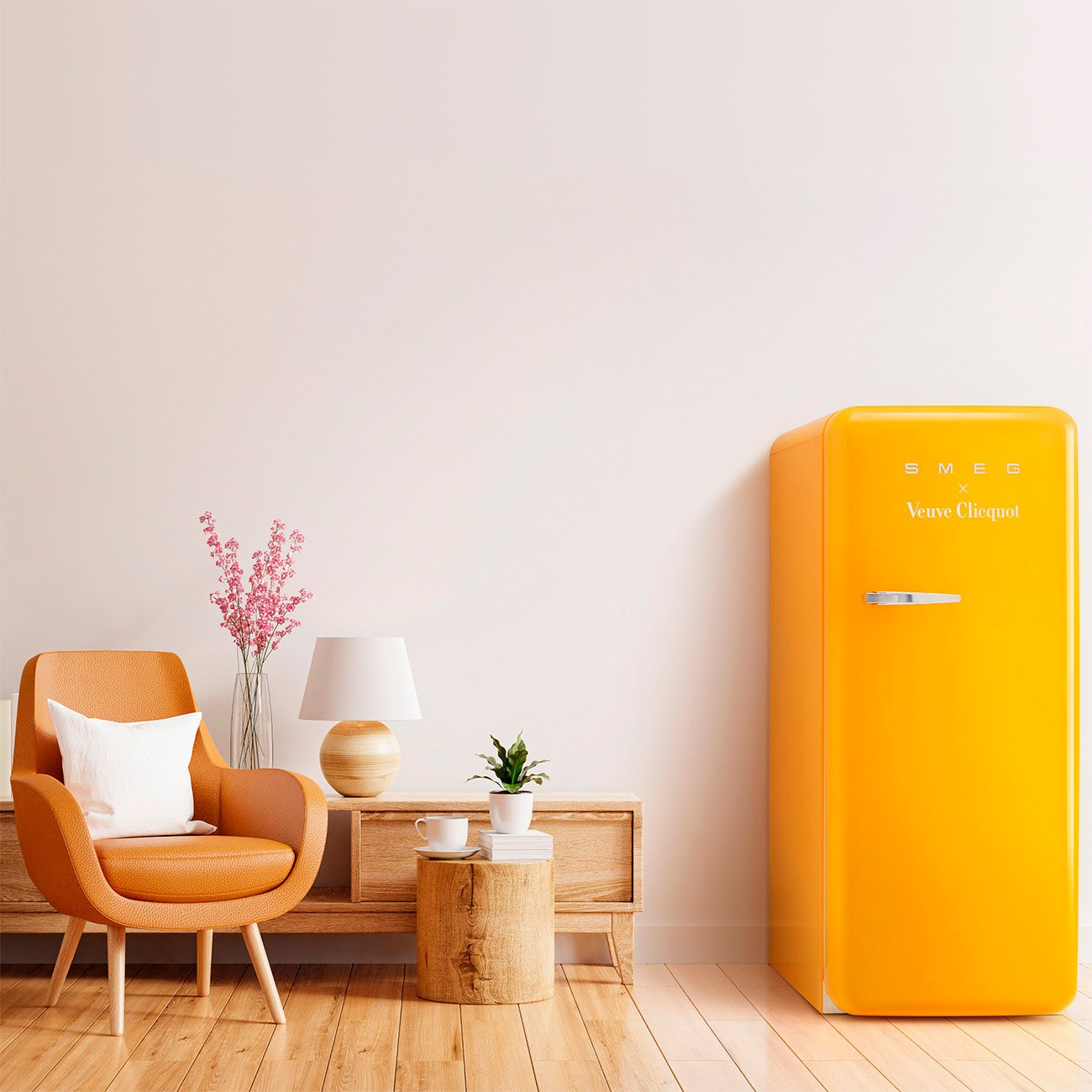 Veuve Clicquot × SMEG シャンパンクーラー ミニ冷蔵庫型 Refrigerador Smeg 1 Porta Veuve Clicquot, Anni 50, 270L, Dobradiça