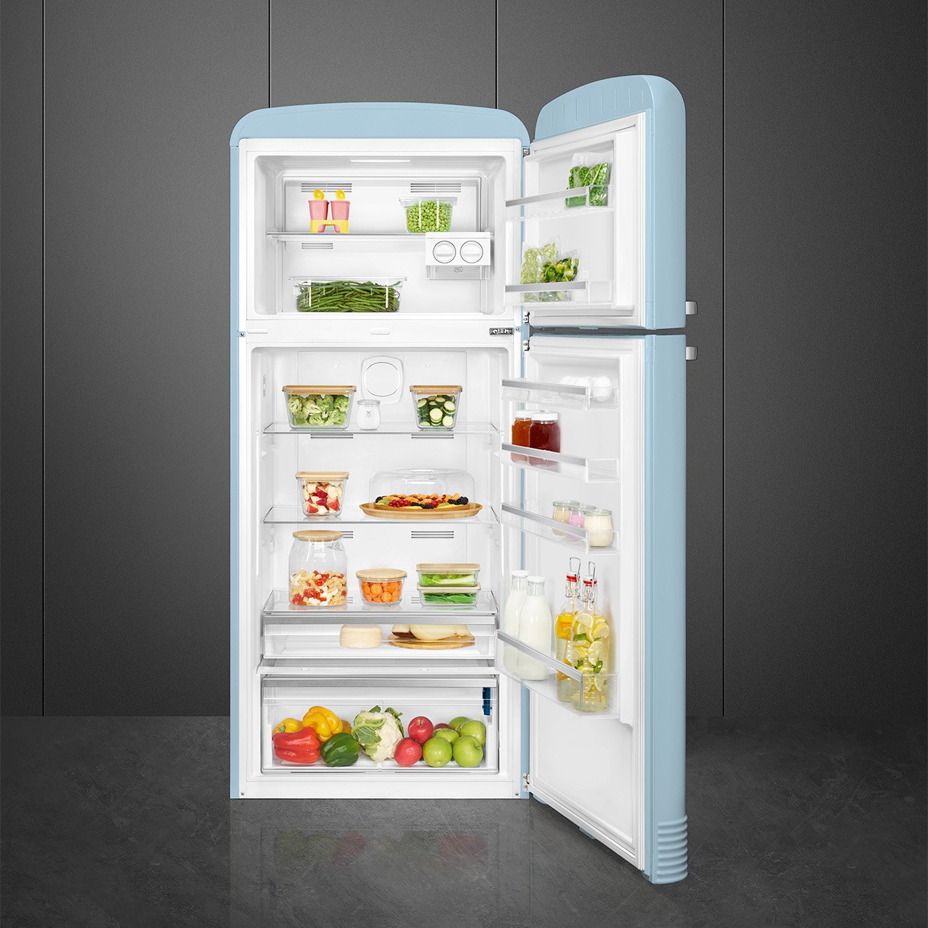 Refrigerador Smeg 2 Portas Azul Pastel Anni 50 Dobradiças á